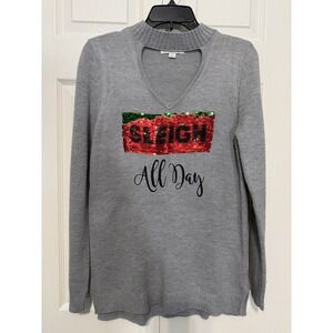 Francesca's Women's Christmas‎ Sweater With Sequins Size Large